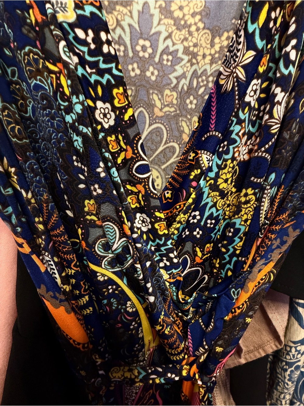 Sleeveless Navy Blue Paisley Maxi Dress - Picture 6 of 7